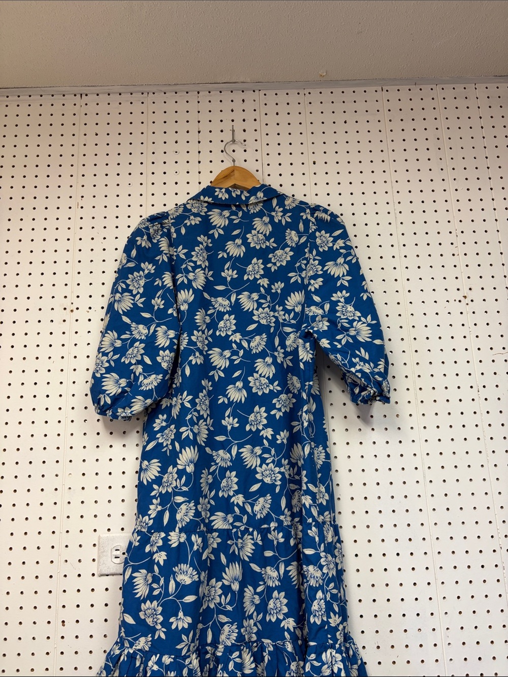 Zara Blue Floral Button-Down Tiered Dress - Picture 7 of 8